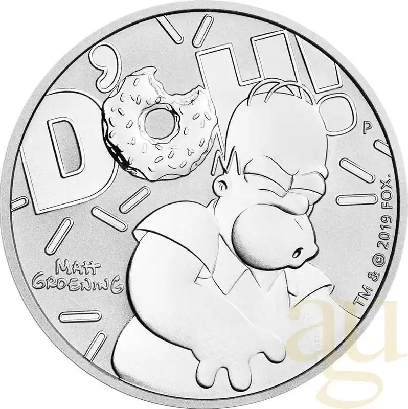Zertifiziert 1 Unze Silbermünze Tuvalu The Simpsons - Homer Simpson 2019