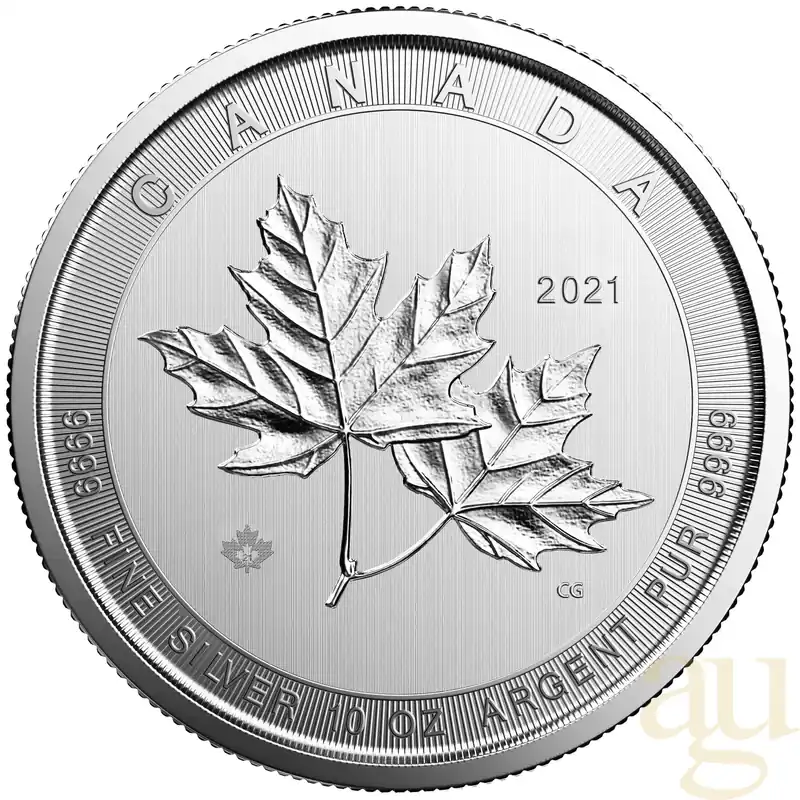10 Unzen Silbermünze Kanada Magnificent Maple Leaf 2021 Schneller Versand
