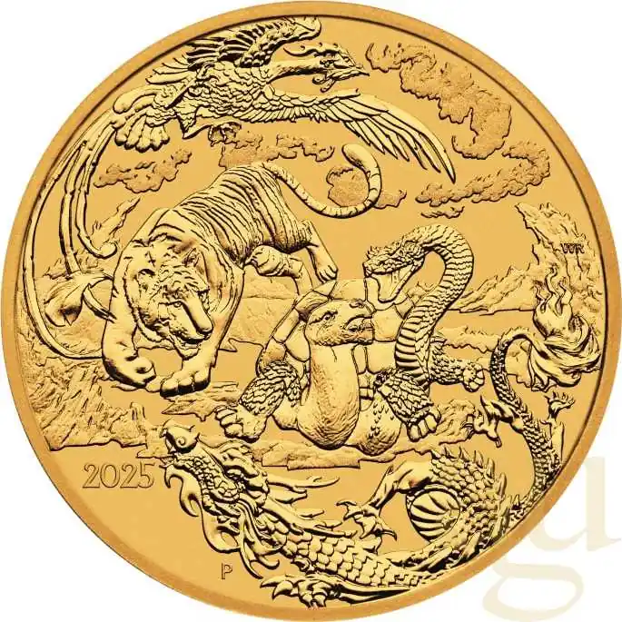 1 Unze Goldmünze Chinese Myths and Legends Four Guardians 2025 Original