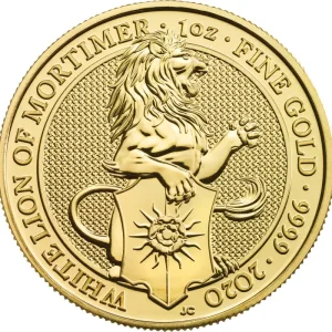 Markenprodukt 1 Unze Goldmünze Queens Beasts White Lion 2020
