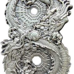 Versand Am Gleichen Tag 3 Unzen Silbermünze Tschad Figure 8 Dragon & Dragon 2024 - Antik High Relief