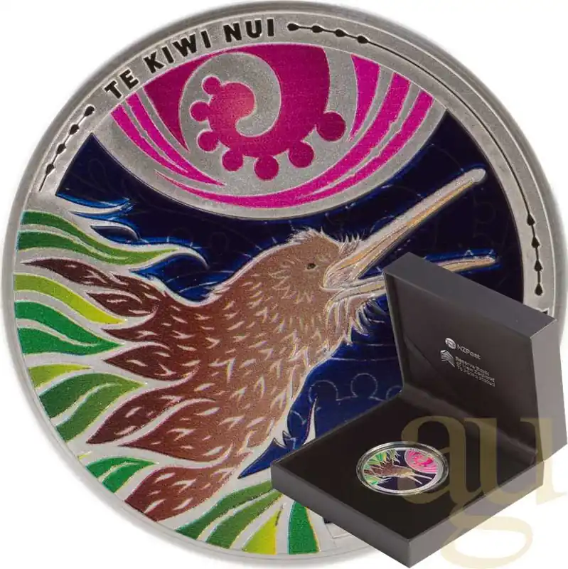 Finale Aktion 1 Unze Silbermünze Neuseeland Kiwi 2026 - polierte Platte - coloriert