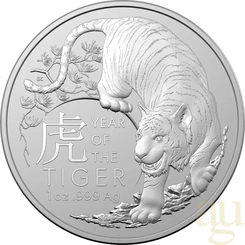 Neue Ware 1 Unze Silbermünze Australien RAM Lunar Tiger 2022