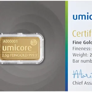2,5 Gramm Goldbarren Umicore Neu