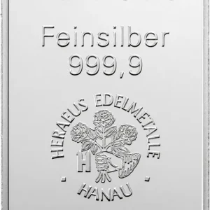100 Gramm Silberbarren Heraeus Geprüft