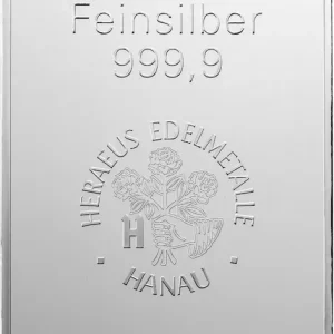 Markenware 250 Gramm Silberbarren Heraeus geprägt