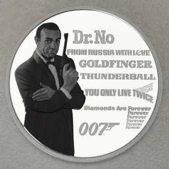 Silbermünze 1oz "Sean Connery" 2021 (PP/koloriert) James Bond Legacy (Tuvalu) Limited Edition