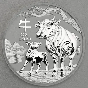 Neuheit Silbermünze 5oz "Ochse" 2021 Lunar III – Year of the Ox (Australien)