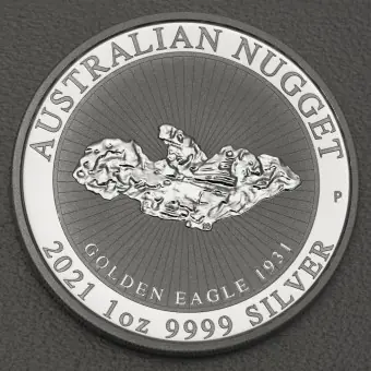 Silbermünze 1oz "Golden Eagle" 2021 Australian Nugget diff. (Australien) Top-Qualität