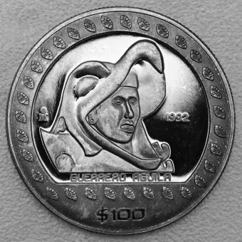Exklusiv Silbermünze 1oz "Guerrero Aguila" 1992 Präkolumbische Kulturen – Azteken (Mexiko)