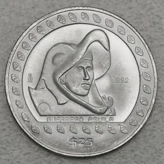 Silbermünze 1/4oz "Guerrero Aguila" 1992 Präkolumbische Kulturen – Azteken (Mexiko) Hochwertig