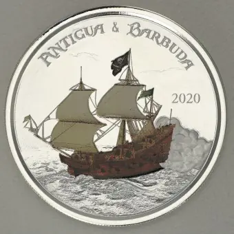 Echt Silbermünze 1oz "Rum Runner" 2020 (koloriert) Eastern Caribbean 8 (Antigua und Barbuda)