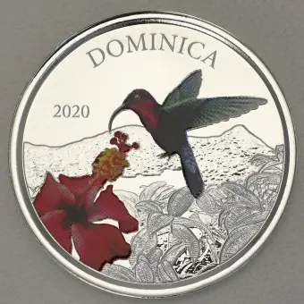 Preiswert Silbermünze 1oz "Hummingbird" 2020 (koloriert) Eastern Caribbean 8 (Dominica)
