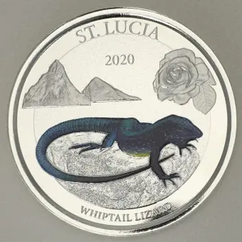 Im Trend Silbermünze 1oz "Whiptail Lizard" 2020 (koloriert) Eastern Caribbean 8 (St. Lucia)