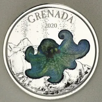 Gratis Versand Silbermünze 1oz "Octopus" 2020 (koloriert) Eastern Caribbean 8 (Grenada)