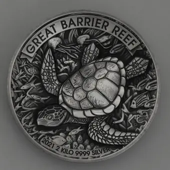 Exklusiv Silbermünze 2kg "Great Barrier Reef - 2021" Antiqued High Relief Coin