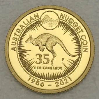 Heißes Angebot Goldmünze 1/4oz "Känguru/Nugget" 2021 (PP) 35th Anniversary (Australien)