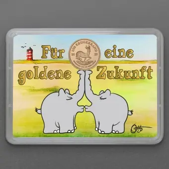 Goldmünze 1/10oz "Krügerrand" Motivbox – Küssende Ottifanten (Südafrika) Hochwertig
