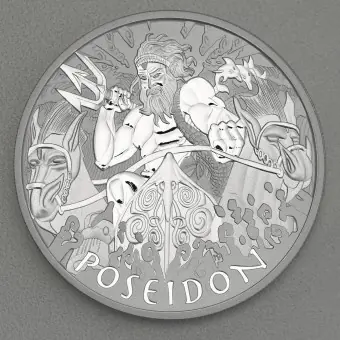 Geprüft Silbermünze 5oz "Poseidon" 2021 Gods of Olympus (Tuvalu)