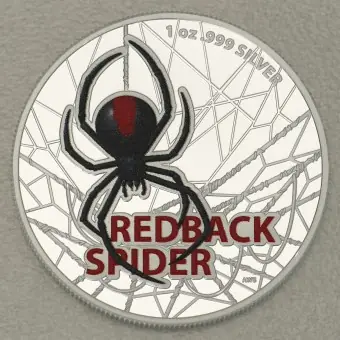 Highlight Silbermünze 1oz "Redback Spider" 2021 (koloriert) Australias Most Dangerous (Australien)
