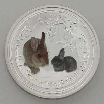 Begrenztes Angebot Silbermünze 1/2oz "Hase" 2011 (koloriert) Lunar II – Year of the Rabbit (Australien)