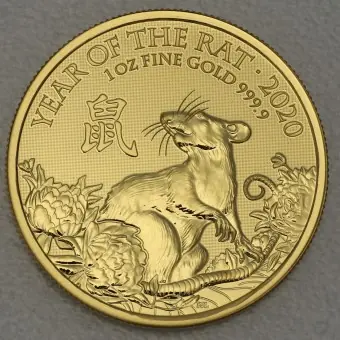 Goldmünze 1oz "Ratte" 2020 Lunar – Year of the Rat (Großbritannien) Schneller Versand
