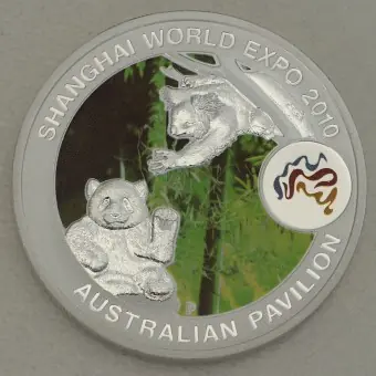 Top-Qualität Silbermünze 1oz "Panda & Koala" 2010 (koloriert) Shanghai World Expo 2010 (Australien)