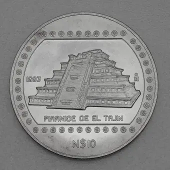 Silbermünze 5oz "Pyramide Tajin" 1993 Präkolumbische Kulturen – Veracruz (Mexiko) Preisknaller