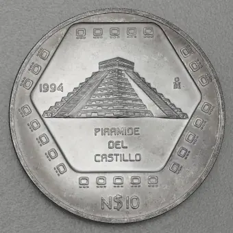 Silbermünze 5oz "Pyramide Castillo" 1994 Präkolumbische Kulturen – Maya (Mexiko) Highlight