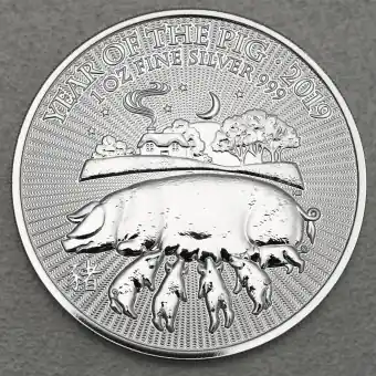 Silbermünze 1oz "Schwein" 2019 Lunar – Year of the Pig (Großbritannien) Top-Seller