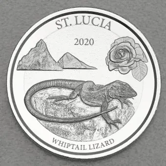 Silbermünze 1oz "Whiptail Lizard" 2020 Eastern Caribbean 8 (St. Lucia) Handgefertigt