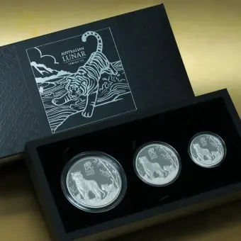 Zertifiziert Silbermünze 2oz + 1oz + 1/2oz "Tiger" 2022 Lunar III – Year of the Tiger (Australien)
