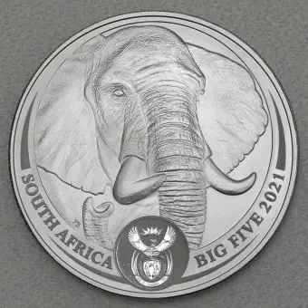 Handgefertigt Silbermünze 1oz "Elefant" 2021 Big Five II (Südafrika)