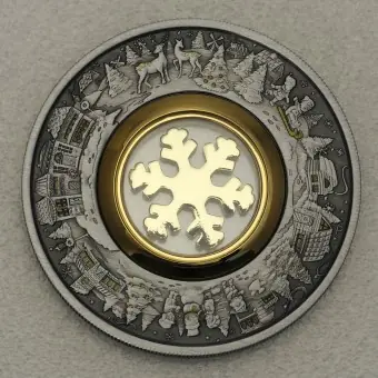 Mega-Angebot Silbermünze 2oz "Christmas Wonderland 2021" Antique Finish - 24k gilded