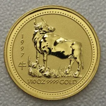 Ausverkauf Goldmünze 1/10oz "Ochse" 1997 Lunar I – Year of the Ox (Australien)