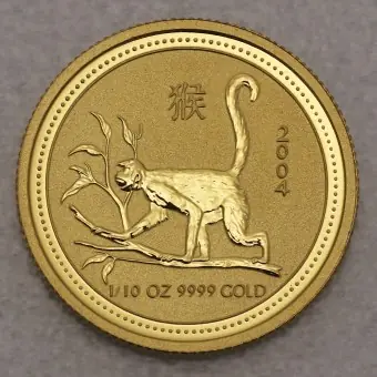 Kracherpreis Goldmünze 1/10oz "Affe" 2004 Lunar I – Year of the Monkey (Australien)