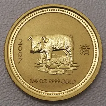 Kostenloser Versand Goldmünze 1/4oz "Schwein" 2007 Lunar I – Year of the Pig (Australien)