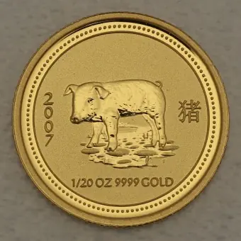 Neuheit Goldmünze 1/20oz "Schwein" 2007 Lunar I – Year of the Pig (Australien)
