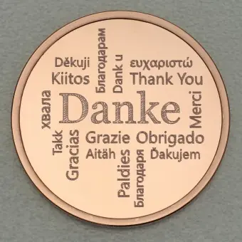 Kupfermedaille "Danke - Word-Cloud" Gravurmedaille Handgefertigt
