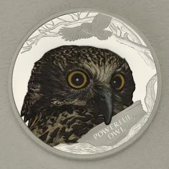 Neuheit Silbermünze 1oz "Powerful Owl" 2018 Australias Endangered + Extinct (Tuvalu)