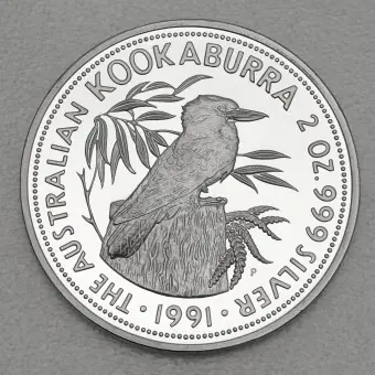 Silbermünze 2oz "Kookaburra" 1991 (PP) (Australien) Mega-Angebot