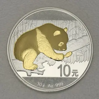 Schneller Versand Silbermünze 30g "Panda" 2016 (vergoldet) (China)