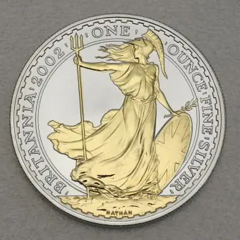 Silbermünze 1oz "Britannia" 2002 (vergoldet) (Großbritannien) Jetzt Kaufen