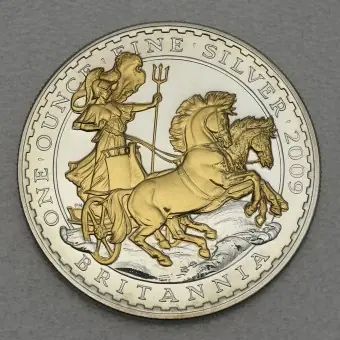 Silbermünze 1oz "Britannia" 2009 (vergoldet) (Großbritannien) Handgefertigt