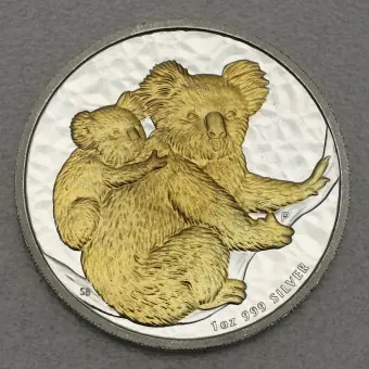 Hochwertig Silbermünze 1oz "Koala" 2008 (vergoldet) (Australien)