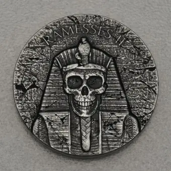 Silbermünze 2oz "Ramses II. After Life 2017" Ägyptische Relikte (Tschad) Neu