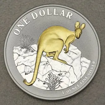 Silbermünze 1oz "Känguru" 2010 (vergoldet) Royal Australian Mint (Australien) Knallerangebot
