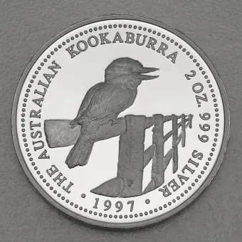 Silbermünze 2oz "Kookaburra" 1997 (PP) (Australien) Kracherpreis
