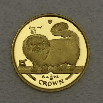 Geprüft Goldmünze 1/10oz "Longhaired Smoke Cat" 1997 Cats (Isle of Man)
