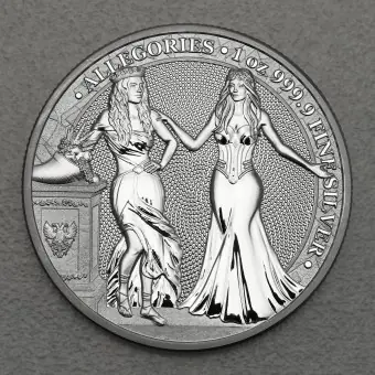 Weltweiter Versand Silbermedaille 1oz "Italia & Germania" 2020 Allegories (Polen)